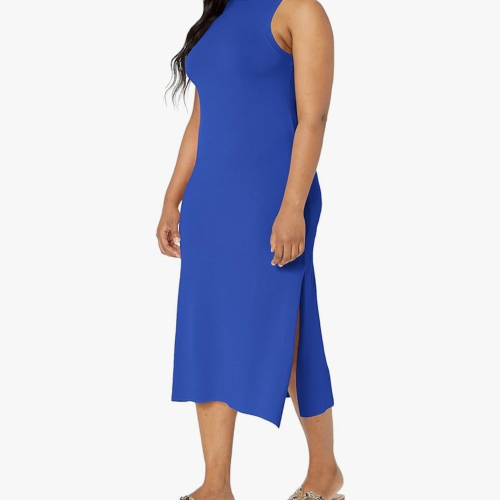 Chic Royal Blue Sleeveless Midi Dress